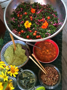 Summer salad with tomatoes & herbs from our garden 